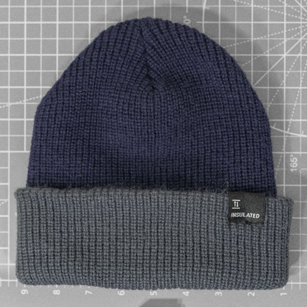 trufit Blue Gray Acrylic Knit Cuff Beanie [winter ski sock hat toboggan toque]
